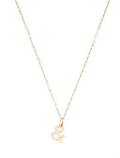 Pre-owned Tiffany & Co 18k Ampersand Pendant Necklace, 18" In Multi