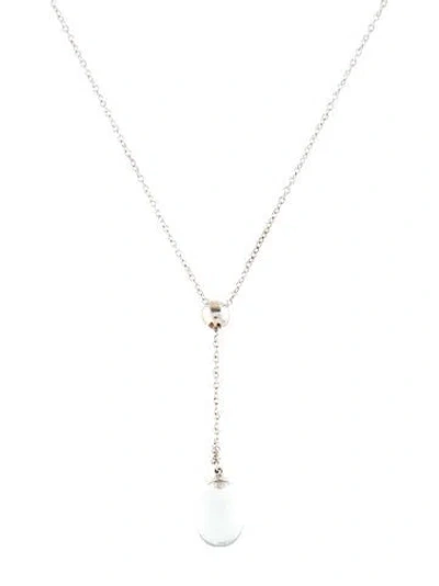 Pre-owned Tiffany & Co 18k Aquamarine Rainbow Drops Lavalier Necklace, 15.5" In Multi