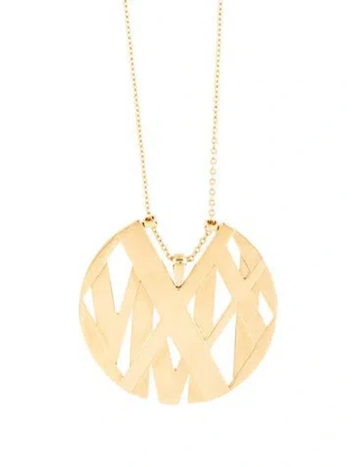 Pre-owned Tiffany & Co 18k Atlas Large Disc Pendant Necklace, 36" In Multi