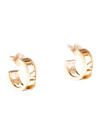 Pre-owned Tiffany & Co 18k Atlas Mini Hoop Earrings In Multi