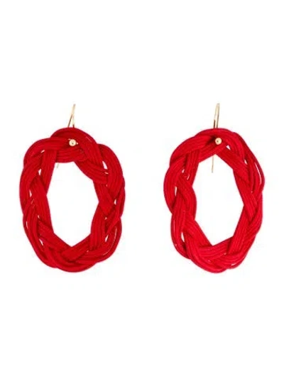Pre-owned Tiffany & Co 18k Braided Silk Hook Earrings In Multi