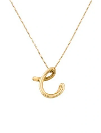 Pre-owned Tiffany & Co 18k 'c' Small Alphabet Pendant, 16" In Multi