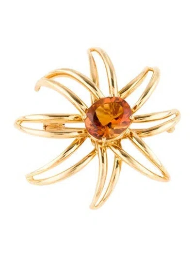 Pre-owned Tiffany & Co 18k Citrine Fireworks Pin Brooch In Multi
