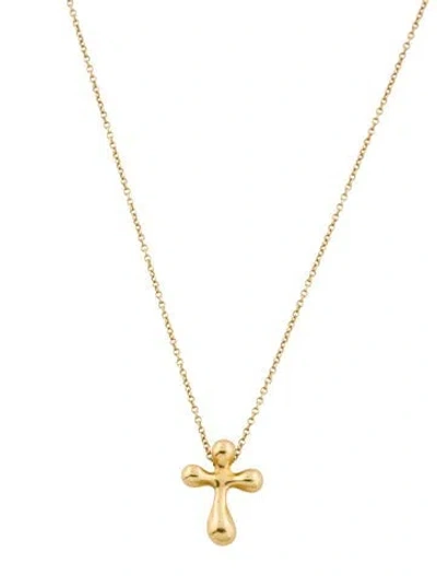 Pre-owned Tiffany & Co 18k Cross Pendant Necklace, 19" In Multi