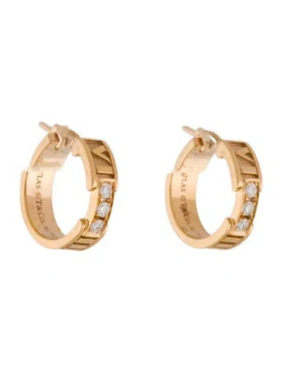 Pre-owned Tiffany & Co 18k Diamond Atlas Hoop Earrings In Multi