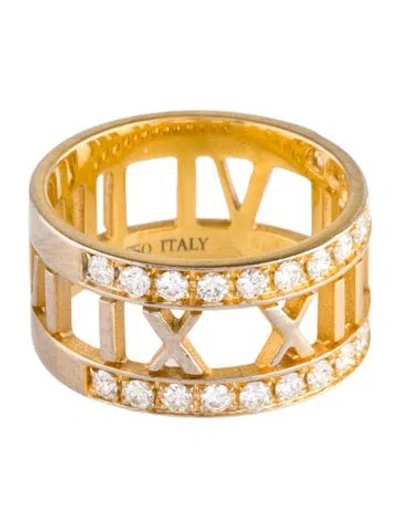 Pre-owned Tiffany & Co 18k Diamond Atlas Open Band In Multi