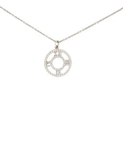 Pre-owned Tiffany & Co 18k Diamond Atlas Pendant Necklace, 16" In Multi