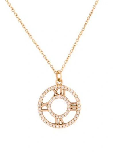 Pre-owned Tiffany & Co 18k Diamond Atlas Pendant Necklace, 16" In Multicolor