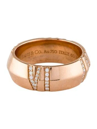 Pre-owned Tiffany & Co 18k Diamond Atlas X Closed Wide Band In Multi