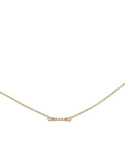 Pre-owned Tiffany & Co 18k Diamond Bar Pendant Necklace, 16" In Multi