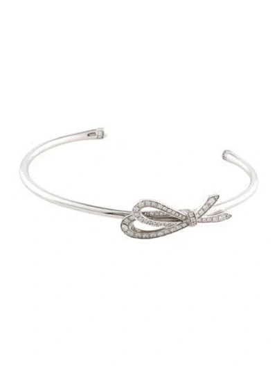 Pre-owned Tiffany & Co 18k Diamond Bow Cuff, 6" In Multi