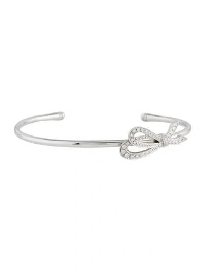 Pre-owned Tiffany & Co 18k Diamond Bow Cuff Bracelet, 6.5" In Multi