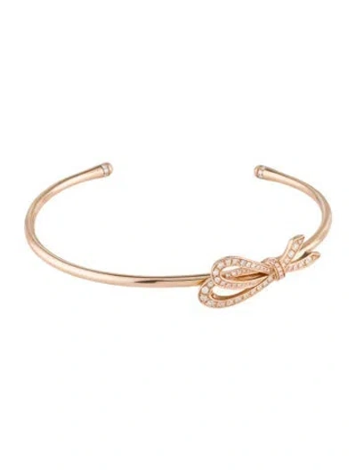 Pre-owned Tiffany & Co 18k Diamond Bow Cuff Bracelet, 6.5" In Multi