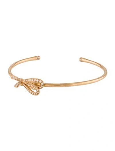 Pre-owned Tiffany & Co 18k Diamond Bow Cuff Bracelet, 6.75" In Multi
