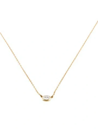 Pre-owned Tiffany & Co 18k Diamond By The Yard Pendant Necklace, 15.5" In Multi