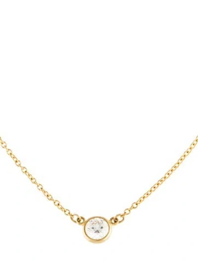 Pre-owned Tiffany & Co 18k Diamond By The Yard Pendant Necklace, 16.5" In Multi