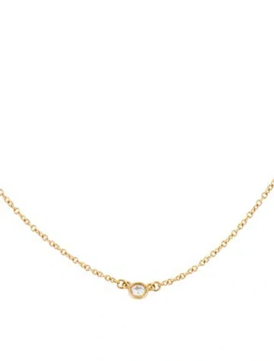 Pre-owned Tiffany & Co 18k Diamond By The Yard Single Station Necklace, 16" In Multi