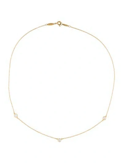 Pre-owned Tiffany & Co 18k Diamond By The Yard Station Necklace, 16.25" In Multi