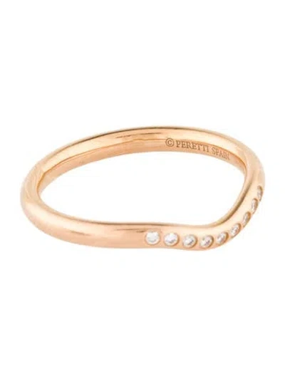 Pre-owned Tiffany & Co 18k Diamond Contour Wedding Band In Multi