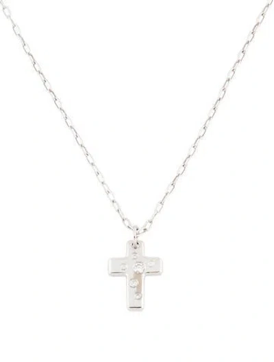 Pre-owned Tiffany & Co 18k Diamond Cross Pendant Necklace, 16" In Multi