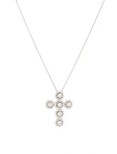 Pre-owned Tiffany & Co 18k Diamond Cross Pendant Necklace, 17" In Multi