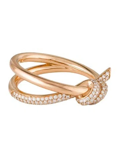 Pre-owned Tiffany & Co 18k Diamond Double Row Knot Ring In Multi