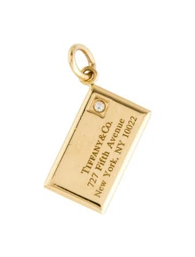 Pre-owned Tiffany & Co 18k Diamond Envelope Charm In Multi