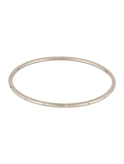 Pre-owned Tiffany & Co 18k Diamond Etoile Bangle Bracelet, 8" In Multicolor