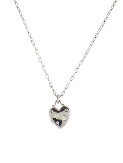 Pre-owned Tiffany & Co 18k Diamond Etoile Heart Pendant Necklace, 16" In Multi