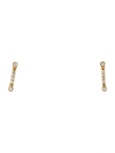 Pre-owned Tiffany & Co 18k Diamond Fleur De Lis Key Bar Stud Earrings In Multicolor