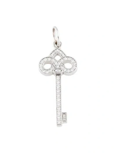 Pre-owned Tiffany & Co 18k Diamond Fleur De Lis Key Pendant In Multi