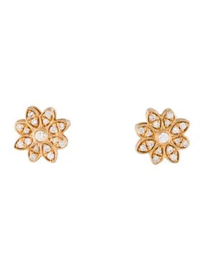 Pre-owned Tiffany & Co 18k Diamond Flower Stud Earrings In Multi