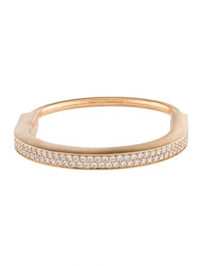 Pre-owned Tiffany & Co 18k Diamond Full Pave Lock Bangle Bracelet, 7.25" In Multi