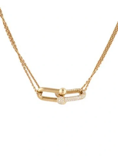 Pre-owned Tiffany & Co 18k Diamond Hardwear Pendant Necklace, 16" In Multicolor