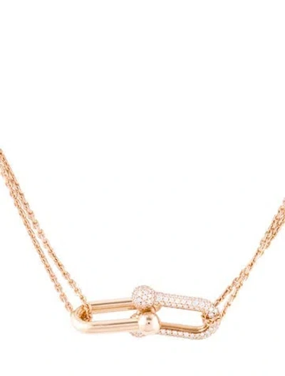 Pre-owned Tiffany & Co 18k Diamond Hardwear Pendant Necklace, 16" In Multicolor