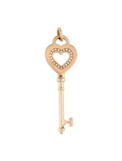 Pre-owned Tiffany & Co 18k Diamond Heart Key Pendant In Multi