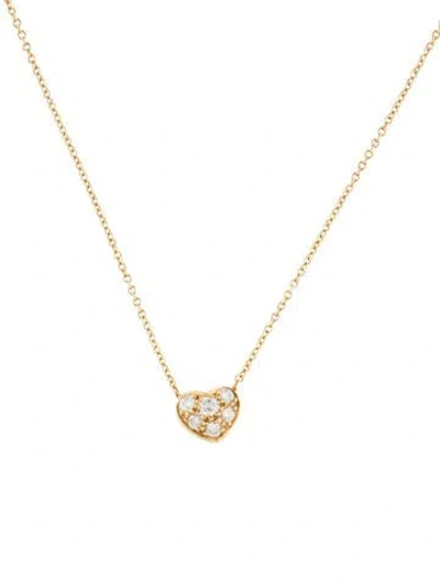 Pre-owned Tiffany & Co 18k Diamond Heart Pendant Necklace, 16" In Multi