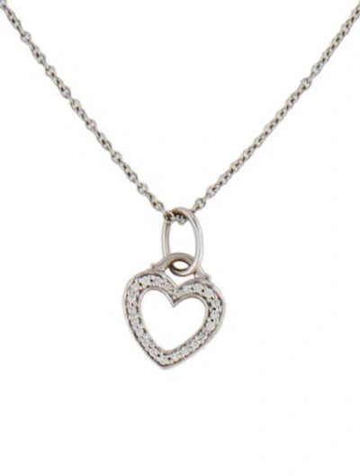 Pre-owned Tiffany & Co 18k Diamond Heart Pendant Necklace, 16" In Multi