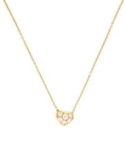 Pre-owned Tiffany & Co 18k Diamond Heart Pendant Necklace, 16.25" In Multi