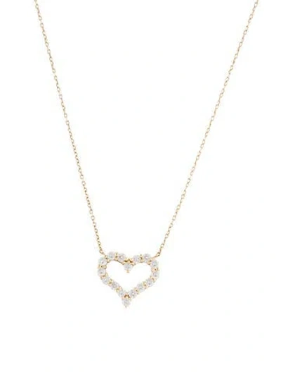 Pre-owned Tiffany & Co 18k Diamond Heart Pendant Necklace, 19" In Multi