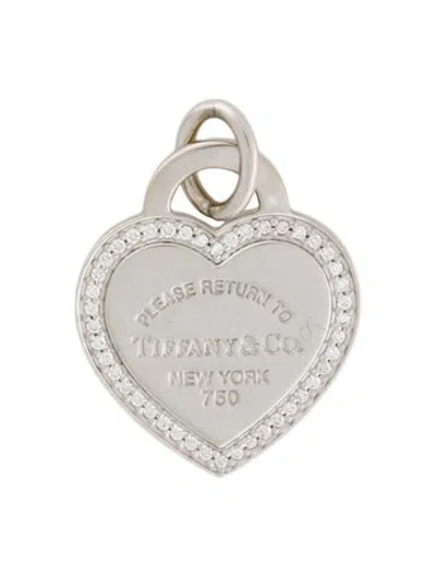 Pre-owned Tiffany & Co 18k Diamond Heart Tag Pendant In Multi