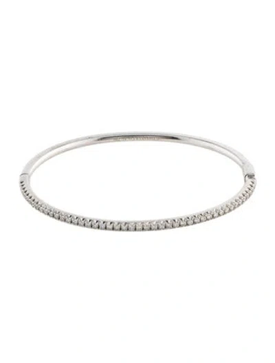 Pre-owned Tiffany & Co 18k Diamond Hinged Bangle Bracelet, 6.5" In Multi