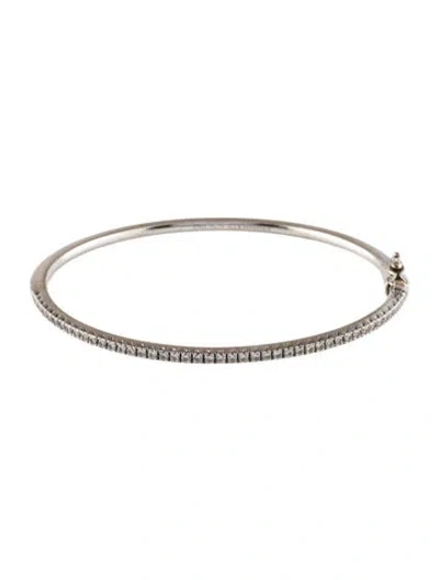 Pre-owned Tiffany & Co 18k Diamond Hinged Bangle Bracelet, 6.75" In Multi