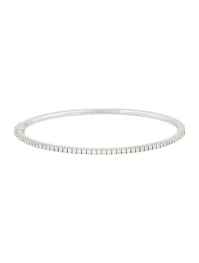 Pre-owned Tiffany & Co 18k Diamond Hinged Bangle Bracelet, 7" In Multi