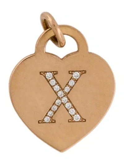 Pre-owned Tiffany & Co 18k Diamond Initial 'x' Heart Tag Charm, 1" In Multi