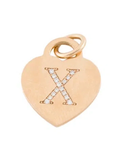 Pre-owned Tiffany & Co 18k Diamond Letter 'x' Heart Tag Pendant, 1" In Multi