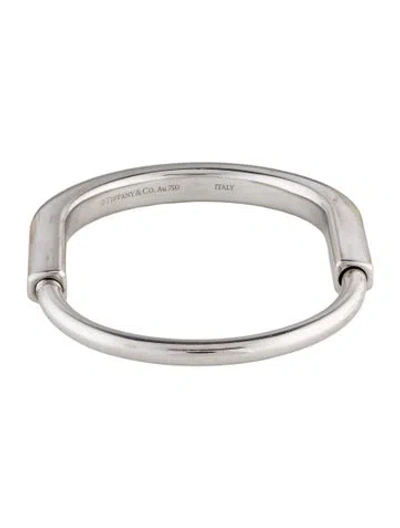 Pre-owned Tiffany & Co 18k Diamond Lock Bangle, 6.25" In Multi