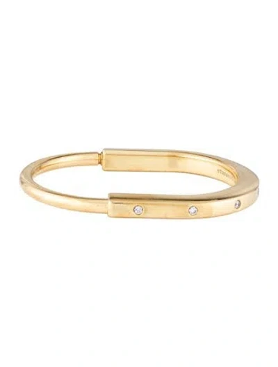 Pre-owned Tiffany & Co 18k Diamond Lock Bangle Bracelet, 6.25" In Multi