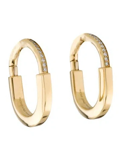 Pre-owned Tiffany & Co 18k Diamond Lock Earrings, Medium In Multi