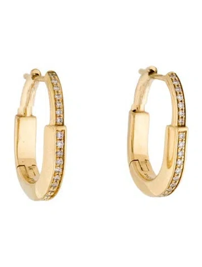 Pre-owned Tiffany & Co 18k Diamond Lock Hoop Earrings In Multi